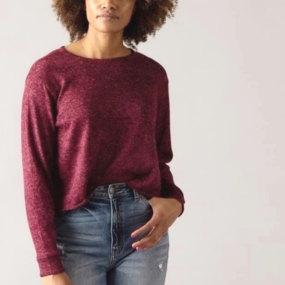Metallic Red Oversized Lightweight Pullover Sweater Agnes & Dora WOMENS